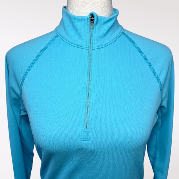 Eastern Mountain Sports Quarter Zip Pullover Aqua Blue Long Sleeve Top Small - Picture 2 of 9